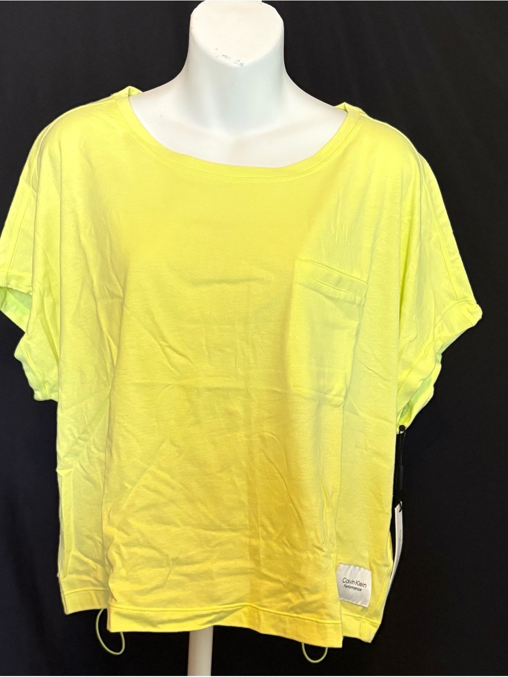 Calvin Klein Women's Bright Yellow Short Sleeve Pocket Tee